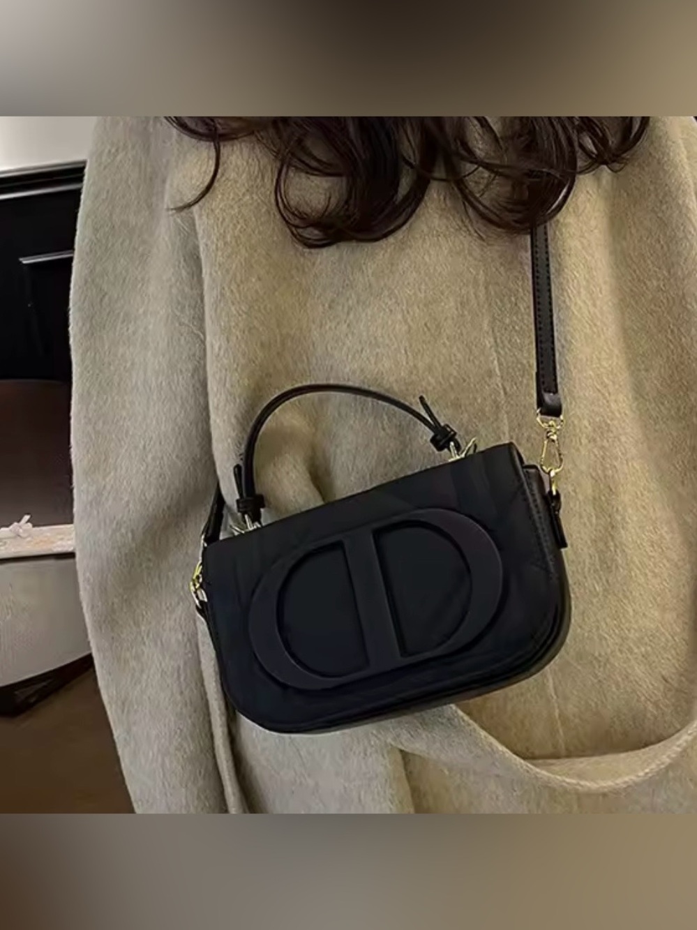 Macy's Black Crossbody Top-Handle Bag with Logo Accent